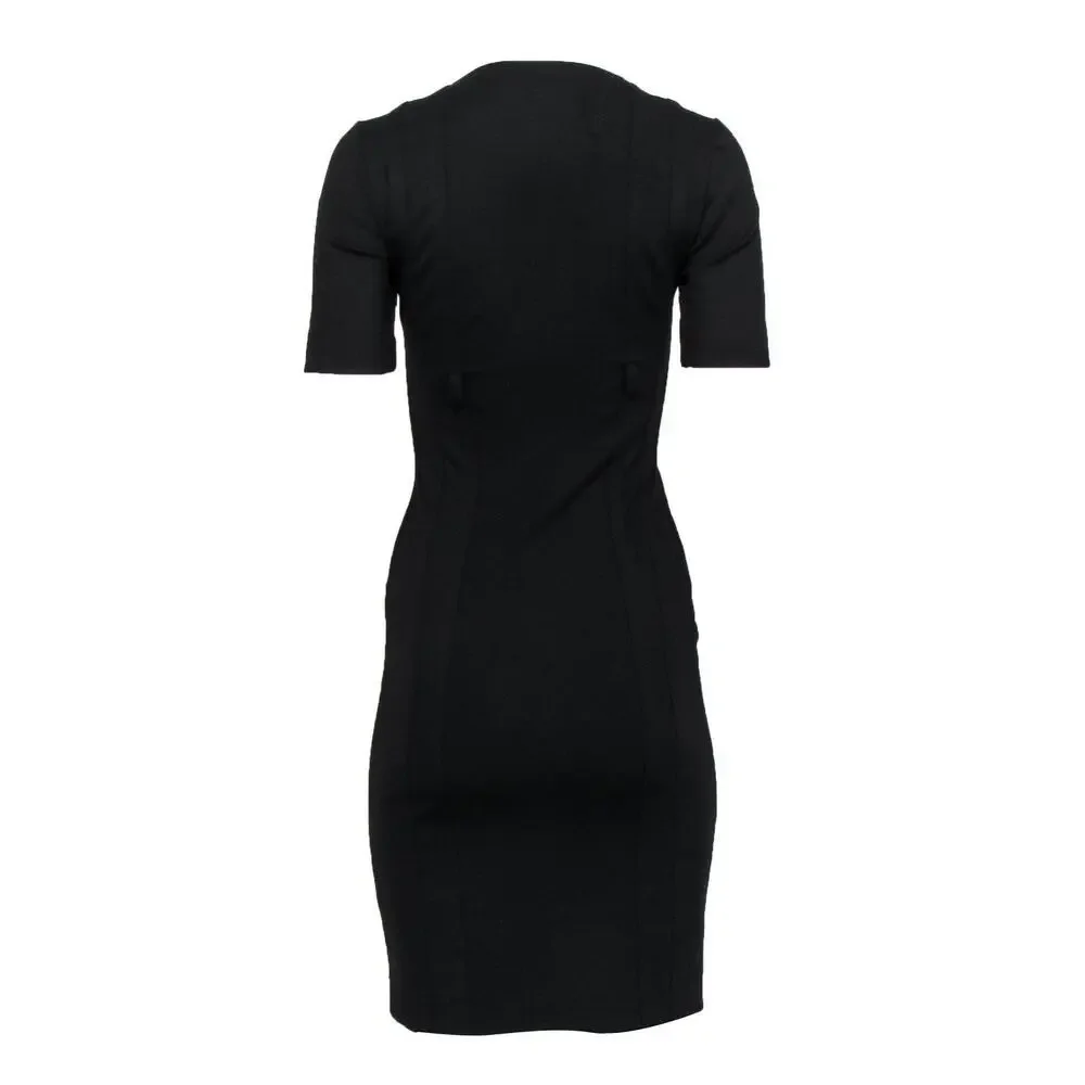 Gucci - Black Square-Necked Fitted Sheath Dress Sz S - Picture 3 of 3